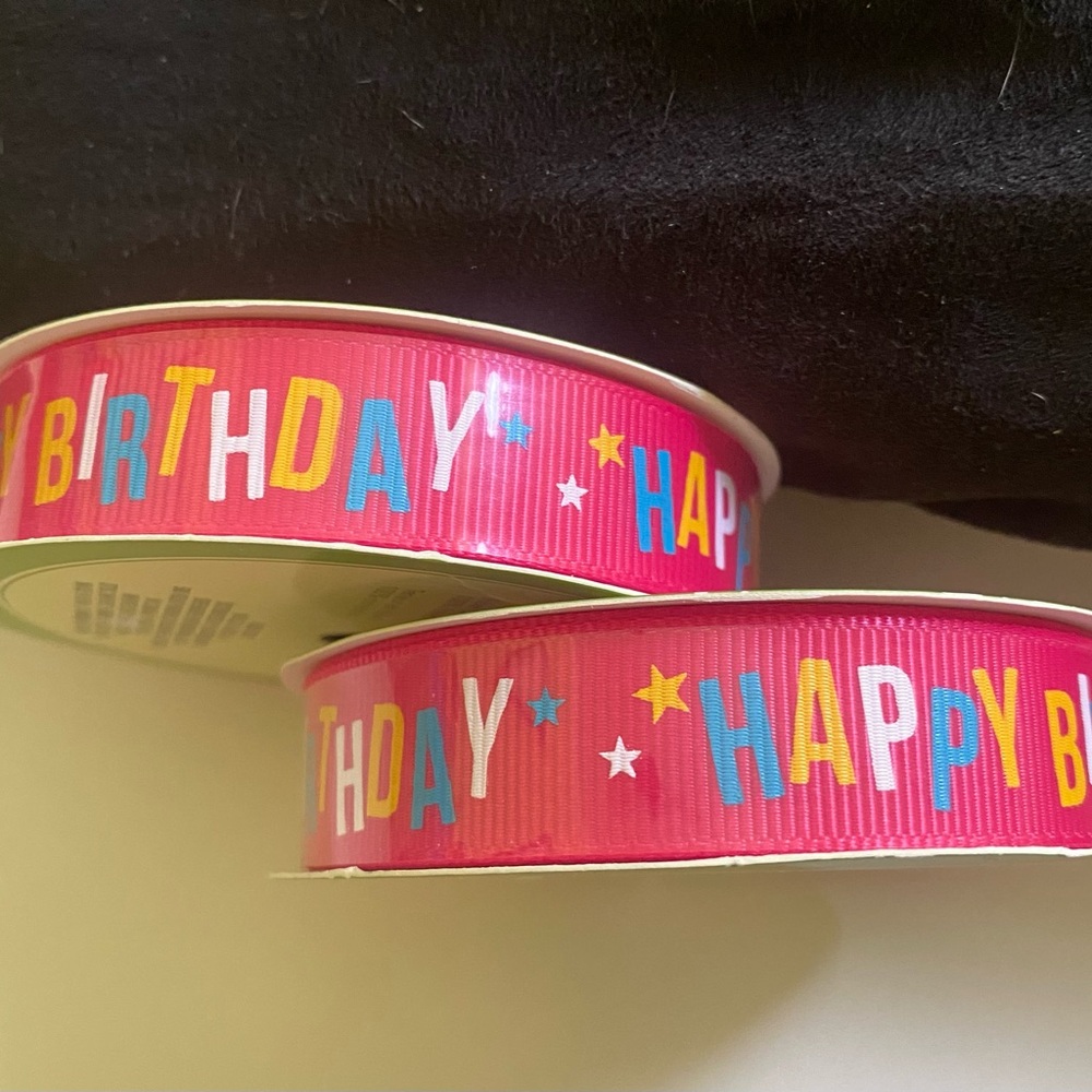 HAPPY BIRTHDAY Ribbon NEW - 5/8” Grosgrain